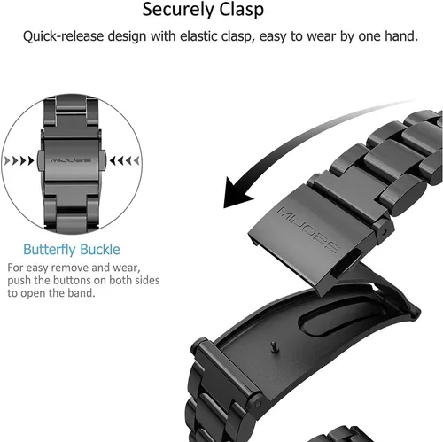Vista 5 de Mi Band 6 Mi Band 5 Correa para Xiaomi Mi Band 4 3, Correa de reloj de acero inoxidable Pulsera de repuesto de metal para Mi Smart Band 6