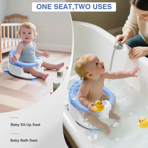 Vista 2 de Asiento de baño para bebés de 5 meses en adelante, asiento de baño antideslizante para sentarse, cojín suave y diseño compacto, asiento de bañera