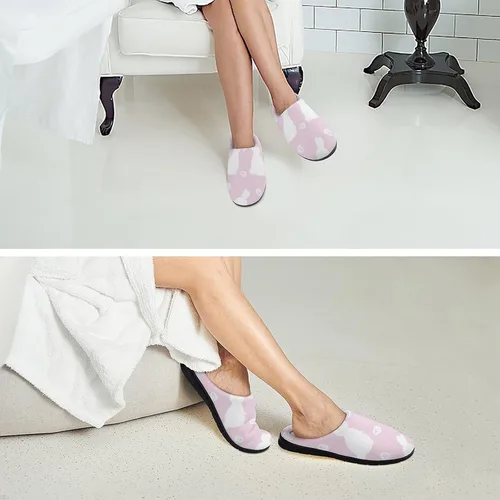 Vista 6 de Pantuflas de algodón suave para mujer, lavables, para dormitorio, suela de goma antideslizante