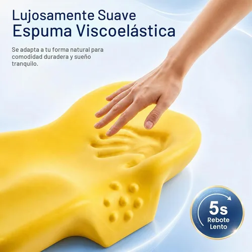Vista 6 de Almohada cervical para el cuello para aliviar el dolor, almohada ergonómica de espuma viscoelástica para soporte de cuello y hombros, gris, 23.6 x