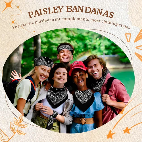 Vista 7 de 100 bandanas a granel, bandanas de cachemira para hombres y mujeres