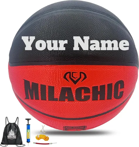 Vista 11 de Balones de baloncesto personalizados para interiores y exteriores, regalo de baloncesto de cuero compuesto con nombre, texto, logotipo