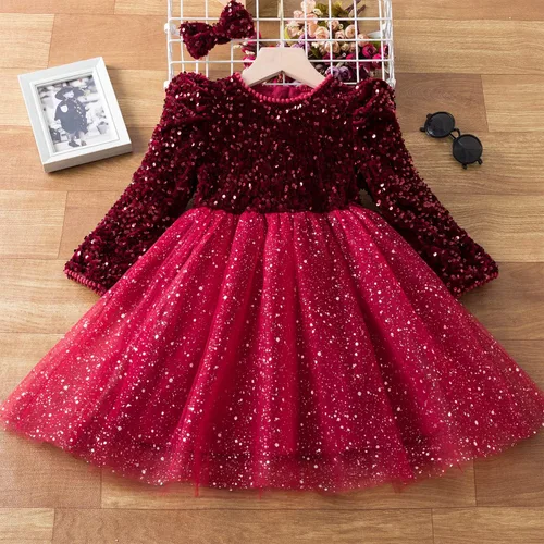 Vista 3 de TTYAOVO - Vestido de manga larga para cumpleaños, con falda tutú, para niñas pequeñas