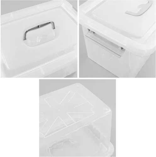 Vista 3 de Caja de almacenamiento de plástico transparente de 10 L, caja de cierre de almacenamiento de 6 unidades Contenedores de plástico con tapa y asa