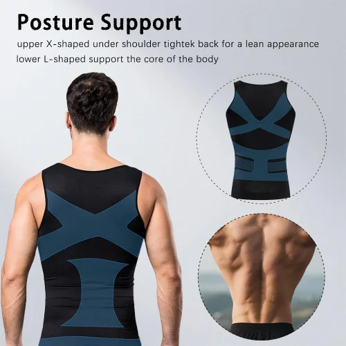 Vista 4 de LARDROK Chaleco adelgazante para hombre, camiseta de compresión para ginecomastia, control de abdomen, ropa