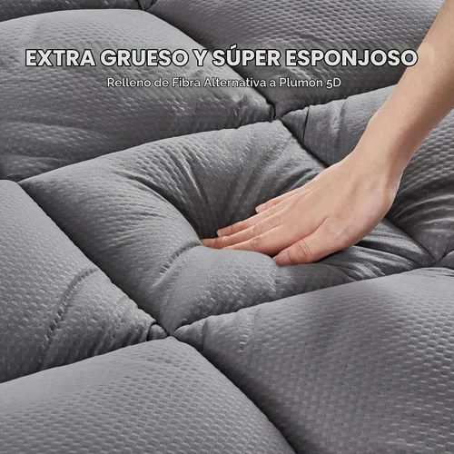Vista 3 de SLEEP ZONE - Cubrecolchón extragrueso individual para dolor de espalda, funda de colchón de felpa transpirable y gruesa, cubrecama suave con relleno
