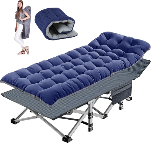 Vista 10 de NAIZEA Folding Camping Cots for Adults, Portable Cot with Mattress Heavy Duty Outdoor Bed with Carry Bag 1200d Oxford Cloth Sleeping Cots for Cuna