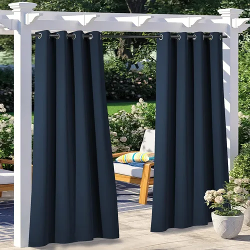 Vista 61 de NICETOWN Cortina para Exteriores para Patio Impermeable de 84 Pulgadas de Ancho, Aislamiento Térmico con Ojales Antioxidantes Bloqueo UV Cortina
