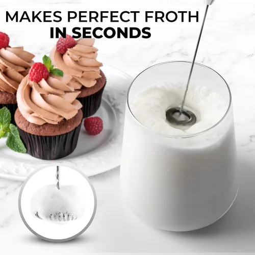 Vista 56 de Zulay Milk Boss Espumador de leche potente manual, hace espuma para latte, batidor para mezclar bebidas, café, miniespumador para capuchino, frappé