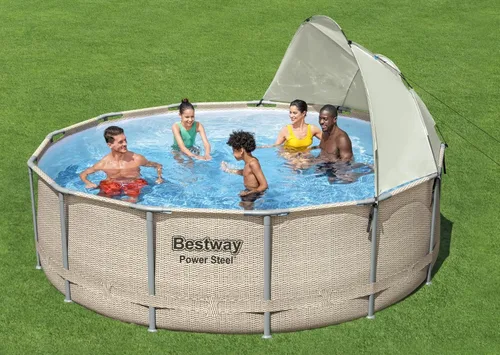 Vista 3 de Bestway Parasol para piscina Compatible con piscinas redondas sobre el suelo de entre 10 y 18 pies de diámetro