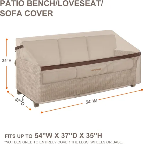 Vista 3 de Fundas para banco de patio de 54 x 37 x 35 pulgadas, impermeable, resistente a los rayos UV, para muebles de ley y muebles pequeños