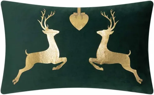 Vista 8 de KINGROSE Funda de almohada decorativa de Navidad de papel de aluminio dorado, funda de cojín suave para sofá o cama, 12 x 20 pulgadas, color verde