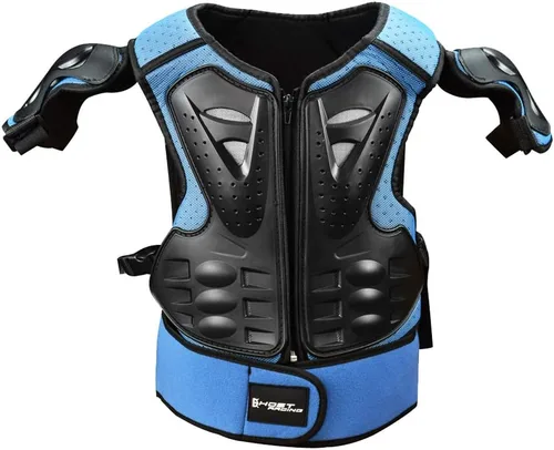 Vista 3 de Traje de armadura de motocicleta para niños, equipo de protección de pecho, columna vertebral, protector de espalda, hombro, brazo, codo