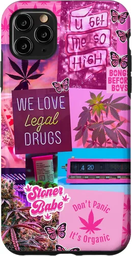 Vista 13 de Funda para iPhone 16, color rosa, para mujer, diseño de collage de malas hierbas
