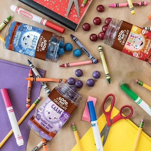 Vista 6 de Good Day Chocolate Multivitamínico completo para niños, suplemento diario de vitaminas A, B6, B12, C, D, E, folato y biotina, chocolate de comercio