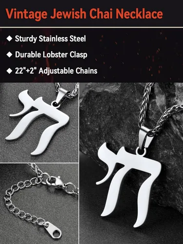 Vista 5 de FaithHeart Collar con colgante de estrella de David para hombres y mujeres, collar con colgante de estrella judía en acero inoxidable, amuleto
