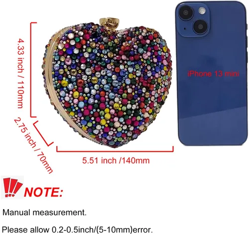 Vista 5 de Lindo corazón forma embrague monedero mini amor corazón Rhinestone boda bolso partido mujeres bolso