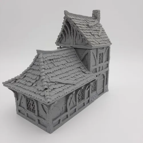 Vista 4 de Small House - HERO Creations - 1:28 - RPG - Dungeons and Dragons - DND - Pathfinder - El Señor de los Anillos - Figura miniatura (gris/sin pintar)