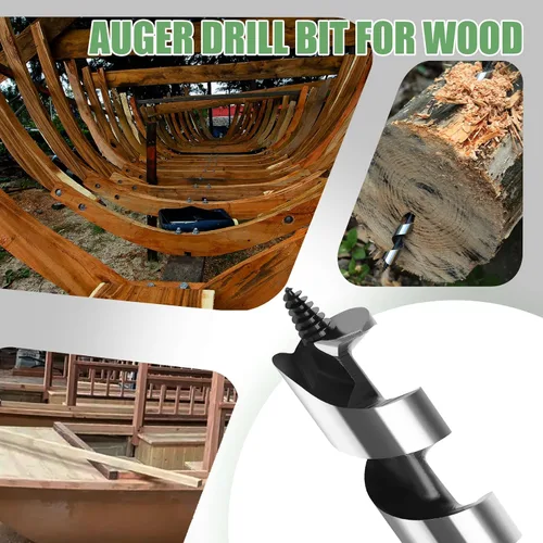 Vista 5 de Broca helicoidal de 0.94 x 11.8 pulgadas para madera, broca helicoidal con vástago hexagonal para madera blanda, madera dura, plástico