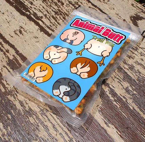 Vista 7 de Animal Butt Trail Mix - Divertida mezcla de aperitivos para niños y adultos - Ideas de regalo para amantes de los animales - Pollo para perros