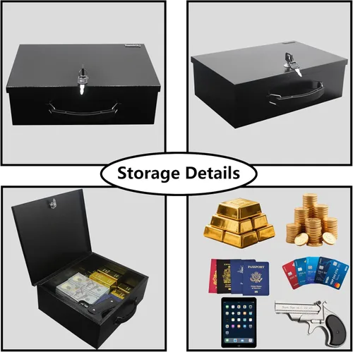 Vista 4 de Yuanshikj Caja Fuerte Ignífuga con Cerradura para Documentos, Cerradura de Acero de Seguridad con Asa de Transporte, para Artículos Personales