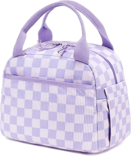 Vista 31 de Bluboon Bolsa de almuerzo para mujer, bonita bolsa de almuerzo de pana con correa para el hombro, reutilizable, aislada, gran capacidad