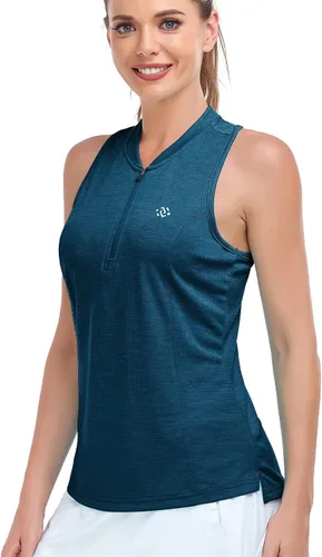 Vista 6 de Womens Sleeveless Golf Polo Shirt Dry Fit Racerback Golf Tank Tops Ladies Slim Fit Tennis Apparel Mositure Wicking