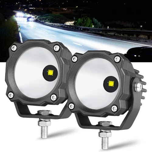 Vista 8 de Luces LED redondas de 3 pulgadas de 50 W, luces de conducción de motocicleta ámbar, luces LED ámbar, luces antiniebla redondas, 2