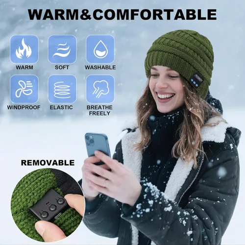 Vista 29 de Rotibox - Gorro inalámbrico con Bluetooth para deportes al aire libre, regalo de Navidad.