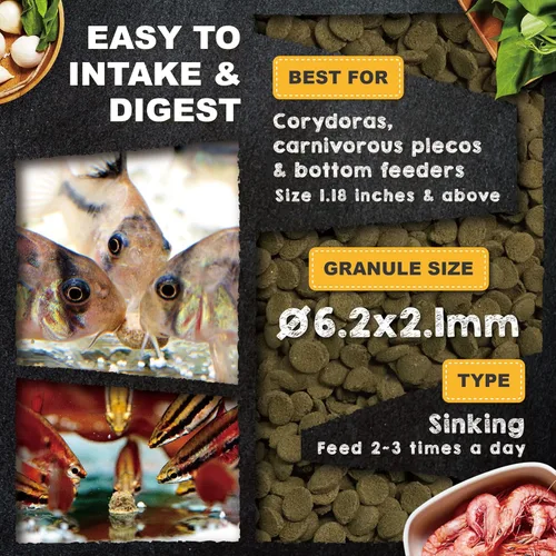 Vista 6 de Ultra Fresh Paquete de alimentos para pescado para alimentador de fondo, Pleco, Corydoras, bagre, verduras y pastel de camarones tropicales