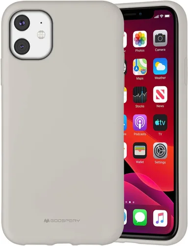 Vista 11 de GOOSPERY Funda de silicona líquida para Apple iPhone 11 (6.1 pulgadas), funda protectora de goma con forro de microfibra suave (gris lavanda)