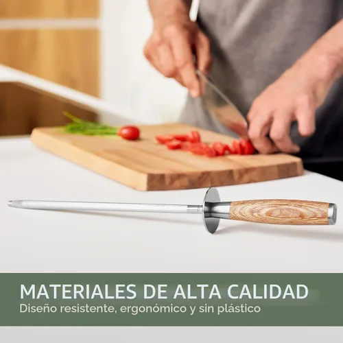 Vista 4 de WALDWERK Varilla de Afilado Premium - Acero de Afilado Hecho de Acero Endurecido con Elegante Mango de Madera - Acero de Afilado 100% Sin Plástico
