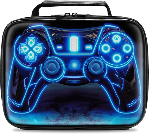 Vista 8 de Lonchera de cuero para niños, lonchera de cuero para niños, regalos para jugadores, lonchera aislada para videojuegos, lonchera portátil
