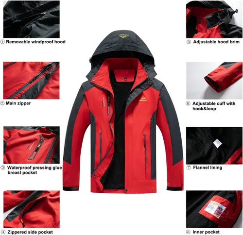 Vista 6 de Chaqueta impermeable para hombre, con capucha, senderismo, pesca, resistente al viento