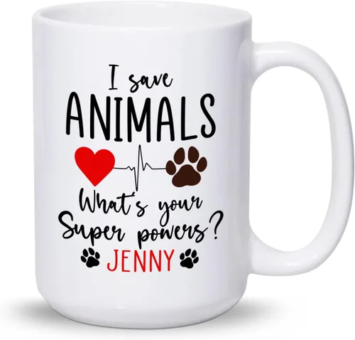 Vista 15 de Taza veterinaria personalizada, taza veterinaria de cuidado de animales, regalos para veterinarios, taza con nombre personalizado de veterinario