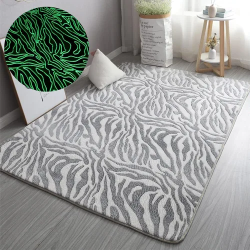 Vista 3 de Alfombra luminosa que brilla en la oscuridad para dormitorio, sala de estar, única, suave, lavable, moderna, alfombra de interior para dormitorio