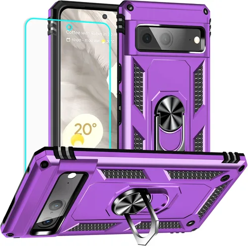 Vista 17 de Yiakeng Funda para Google Pixel 7: con protector de pantalla, fundas protectoras de grado militar con soporte de anillo de dedo para Pixel 7