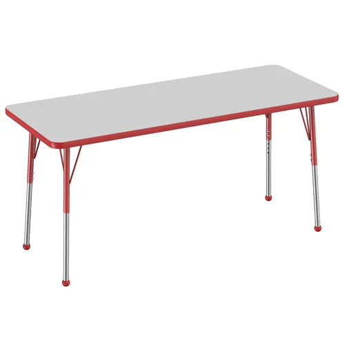Vista 131 de FDP - Mesa rectangular para actividades escolares y de oficina (24 x 36 pulgadas), patas estándar con deslizadores giratorios, altura ajustable