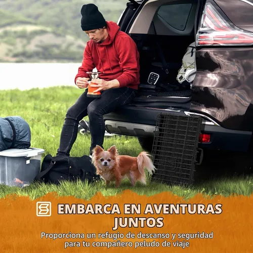 Vista 7 de Yaheetech Caja de perro de 24 pulgadas con puerta doble y divisor para cachorro, caja metálica plegable con bandeja removible, jaula de alambre
