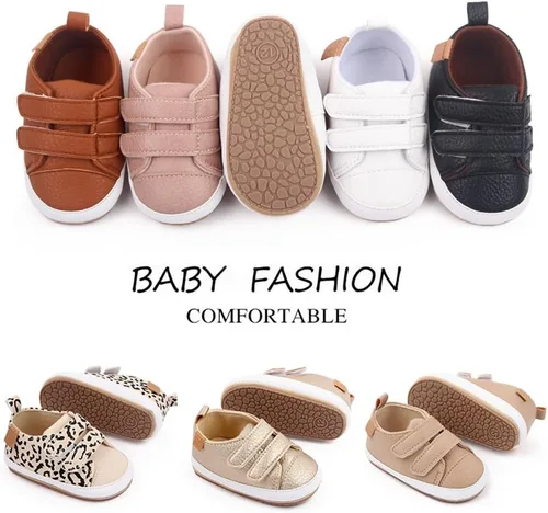 Vista 7 de Baby Shoes Soft Leather Flat Shoes Toddler First Walker Shoes Boys Girls Infant Newborn Sneakers Non-Slip Rubber Sole
