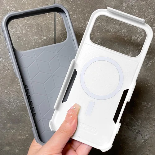 Vista 8 de Funda magnética para iPhone 17 Pro, compatible con Magsafe, lindo estampado de leopardo blanco guepardo, resistente, resistente, protección