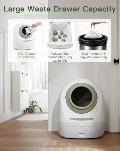 Vista 7 de Casa Leo Automatic Self-Cleaning Cat Litter Box Avocado Green