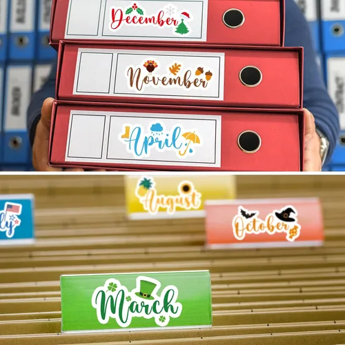 Vista 3 de Epakh 12 hojas de calcomanías para planificador mensual, calcomanías de diario con pinzas para codo, calcomanías creativas para calendarios