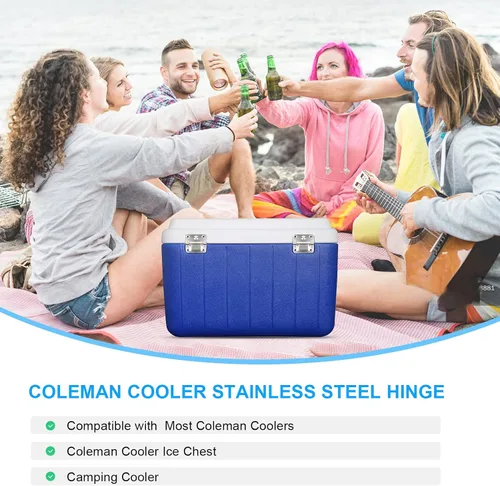 Vista 2 de Bisagras de acero inoxidable de reemplazo Coleman Cooler Cooler Coleman Ice - Bisagras para enfriadores de pecho 5253 6262 6270 5250 5286b
