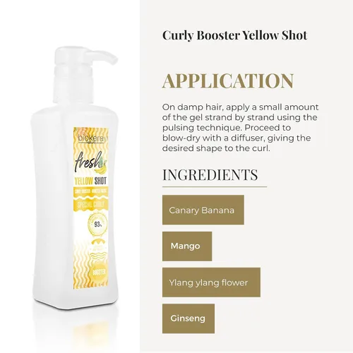Vista 4 de SALERM - Gel activador de rizos - Curly Booster Yellow Shot - 10.1 fl oz - Biokera Fresh - Rizos definidos - Hidratación profunda del cabello