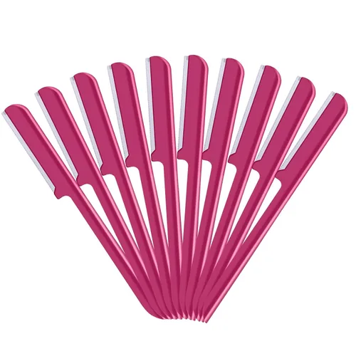 Vista 12 de 10 piezas de maquinilla de afeitar de cejas para mujer, afeitadora facial, moldeador de cejas, herramienta de modelado con cubierta (negro)