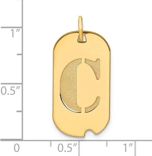 Vista 3 de Colgante de etiqueta de perro con letra C de oro amarillo sólido de 14 quilates, Metal