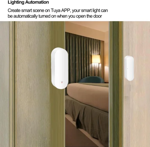 Vista 4 de Tuya - Sensor de puerta WiFi, sensor inteligente de ventana de puerta, alarma en tiempo real compatible con Alexa Google Assistant, sensor
