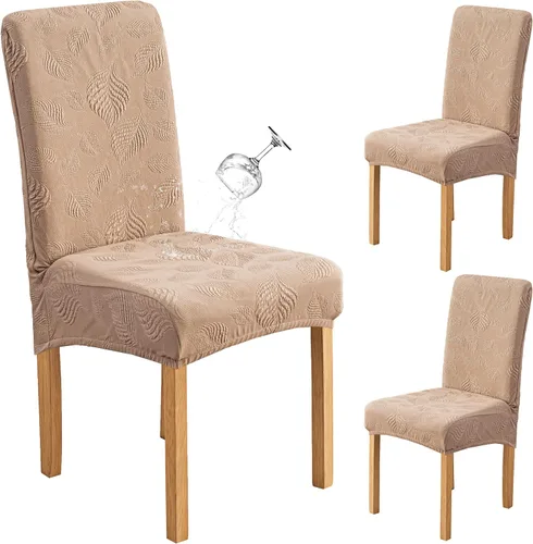 Vista 49 de Genina - Juego de 2 fundas impermeables para sillas de comedor, fundas para sillas de cocina, color beige