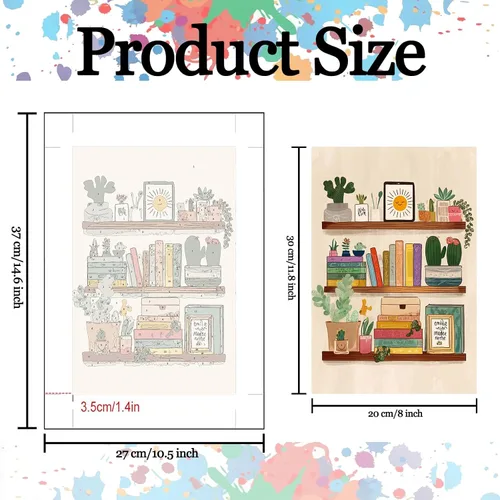 Vista 3 de Aihonmin Estantería 6 Pack Pintar por Números para Adultos Libros Pintura DIY sobre Lienzo con Pinceles Pigmento Manualidades DIY Pintura Acrílica